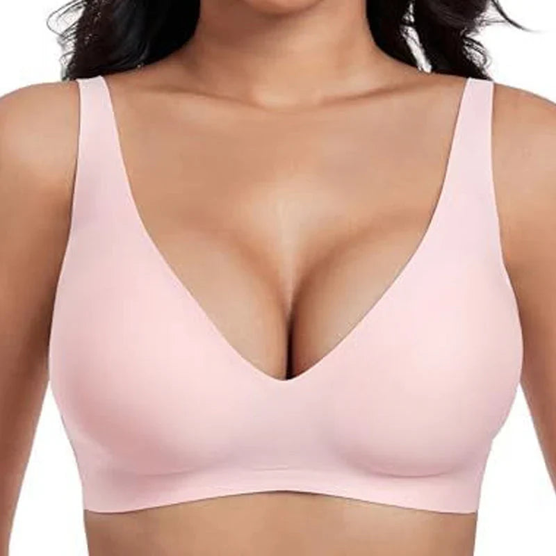 💗LAST DAY SALE 60% OFF⚡50K+ SOLD💕 Jelly Wireless Womens Comfortable Wireless Bras Push Up Bralettes Seamless Tshirts Bras Deep V Everyday Bras