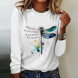 Casual T-Shirt with Dragonfly Print