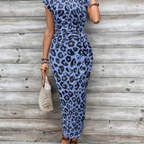 🥳SALE 60% OFF! 🥳💞50K+ SOLD!🌸Women's Knot Bodycon Dress – Leopard print, tummy-flattering knot. Comfy & chic for parties or date nights. Feel gorgeous. ✨🌹