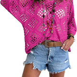 🥰Summer Sale-60% OFF💛Womens Bohemian-Inspired Beige Crochet Top With V-Neck