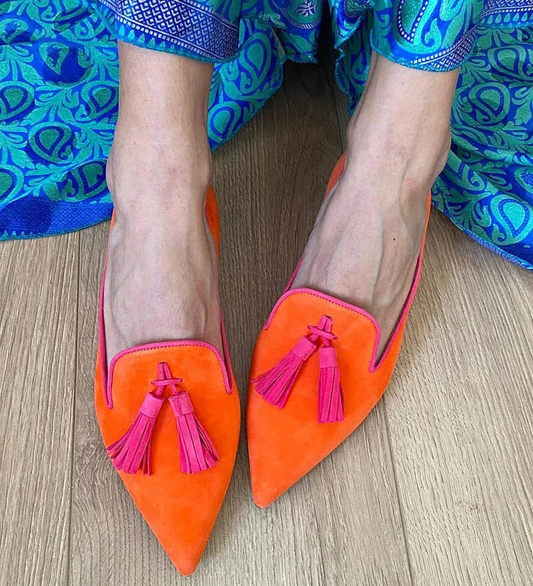 Portia - Boho Fringe Loafers
