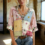 Vintage Floral Print Blouse