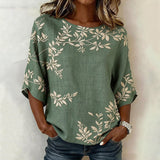 Vintage Leaf Print Blouse