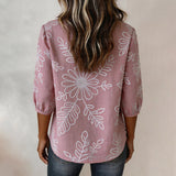 Vintage Leaf Print Blouse