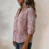 Vintage Leaf Print Blouse