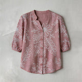 Vintage Leaf Print Blouse