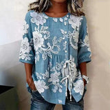 Vintage Floral Print Blouse