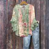 Vintage Floral Print Blouse