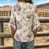 Vintage Floral Print Blouse