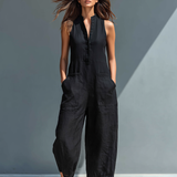 Serena | Stand-Collar Linen Jumpsuit
