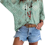 🥰Summer Sale-60% OFF💛Womens Bohemian-Inspired Beige Crochet Top With V-Neck
