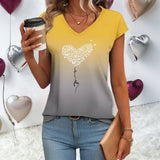 Gradient Heart Printed T-Shirt