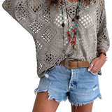 🥰Summer Sale-60% OFF💛Womens Bohemian-Inspired Beige Crochet Top With V-Neck