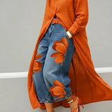 Maud - Linen Shirt Dress and Floral Jeans