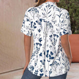 Casual Blouse with Leaf Pattern