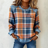 Vintage Blouse in Patchwork Style with Checked Pattern