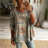 Vintage Floral Print Blouse