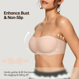 💞Last Day Special Price ￡7.99!!💞Womens Strapless Bras Push Up Bandeau Bra Non Slip Wireless Supportive Padded Bras Seamless Comfortable Tube Jelly Bra