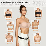 💞Last Day Special Price ￡7.99!!💞Womens Strapless Bras Push Up Bandeau Bra Non Slip Wireless Supportive Padded Bras Seamless Comfortable Tube Jelly Bra