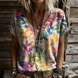 Colourful Leaf Print T-Shirt
