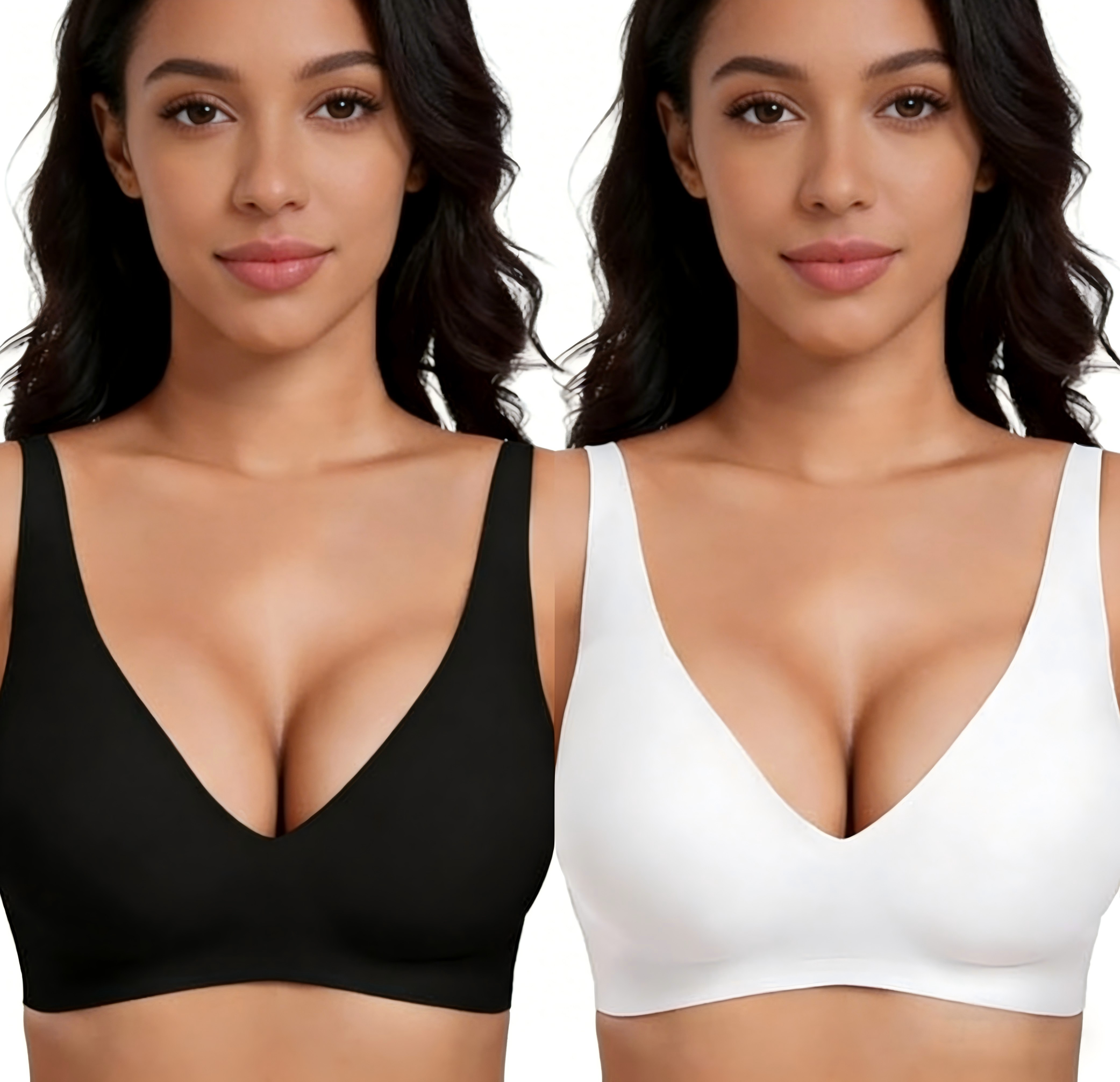 💗LAST DAY SALE 60% OFF⚡50K+ SOLD💕 Jelly Wireless Womens Comfortable Wireless Bras Push Up Bralettes Seamless Tshirts Bras Deep V Everyday Bras