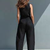 Serena | Stand-Collar Linen Jumpsuit