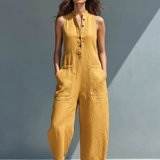 Serena | Stand-Collar Linen Jumpsuit