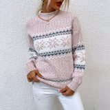 Casual Sweater with Snowflake Print