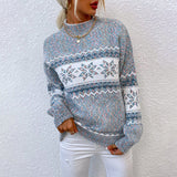 Casual Sweater with Snowflake Print