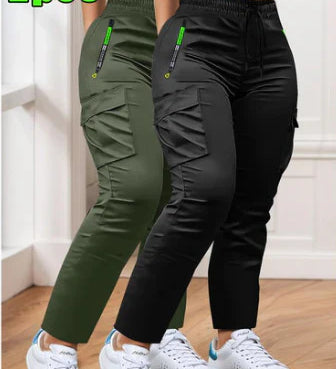 Women’s Two-Piece Drawstring Waist Work Trousers Set