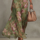 Amelia - Green Floral Halter Chiffon Maxi Dress