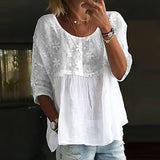 Embroidered Floral Patchwork Blouse